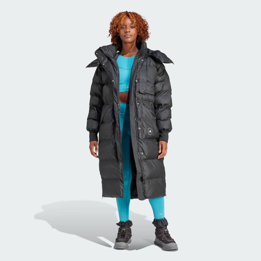 Для женщин :: Одежда :: Черная длинная утепленная куртка adidas by